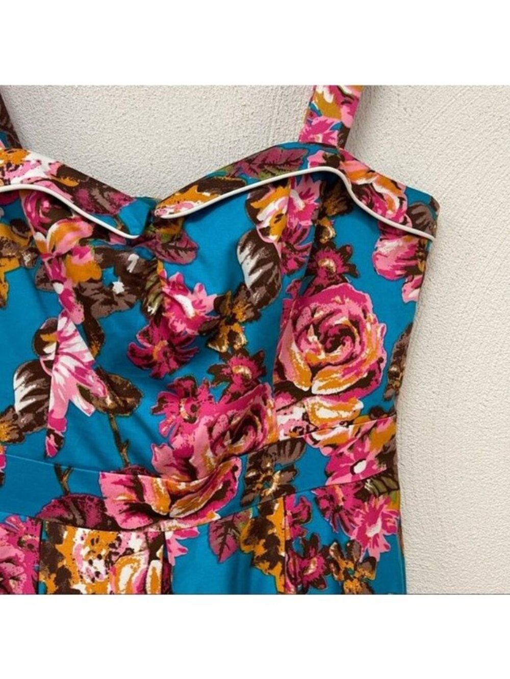 Beach Bash by Art & Tatyana Blue & Pink Floral Dress Sz Medium - Picture 2 of 4